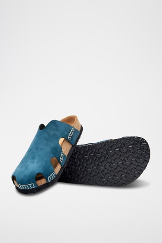 Zuecos de nobuk Trudi - Azul marino - Diseño ancho