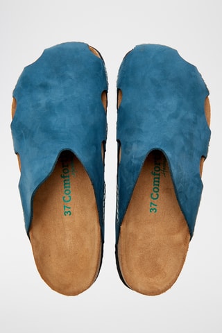 Zuecos de nobuk Trudi - Azul marino - Diseño ancho