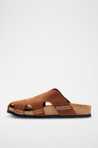 Zuecos de piel Trudi - Marrón - Diseño ancho