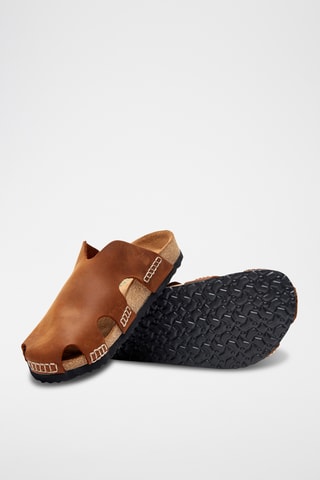 Zuecos de piel Trudi - Marrón - Diseño ancho