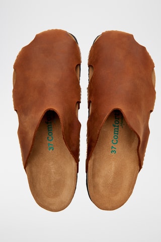Zuecos de piel Trudi - Marrón - Diseño ancho