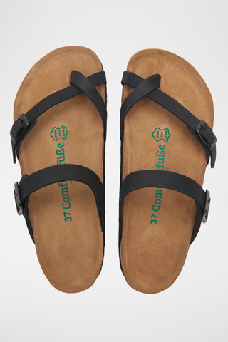Sandalias de nobuk Nadja - Negro - Diseño ancho