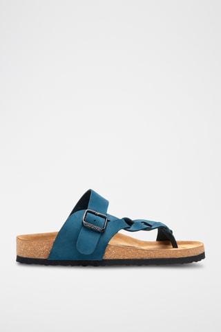 Sandalias de nobuk Gisel - Azul marino - Diseño ancho