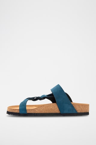 Sandalias de nobuk Gisel - Azul marino - Diseño ancho