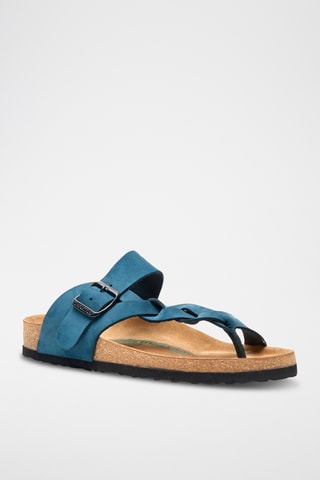 Sandalias de nobuk Gisel - Azul marino - Diseño ancho