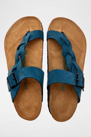 Sandalias de nobuk Gisel - Azul marino - Diseño ancho