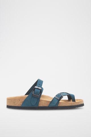 Sandalias de nobuk Nadja - Azul marino - Diseño ancho