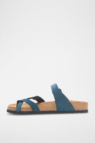 Sandalias de nobuk Nadja - Azul marino - Diseño ancho