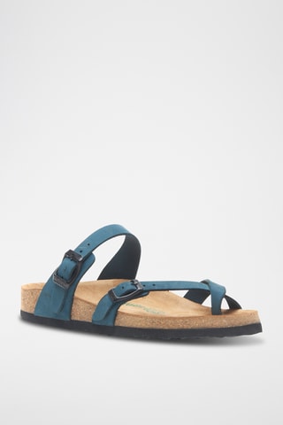 Sandalias de nobuk Nadja - Azul marino - Diseño ancho
