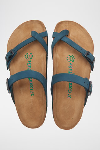 Sandalias de nobuk Nadja - Azul marino - Diseño ancho
