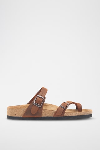 Sandalias de piel Nadja - Marrón - Diseño ancho