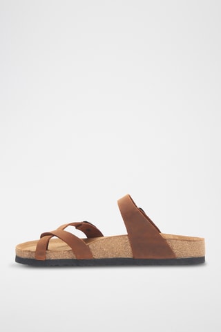 Sandalias de piel Nadja - Marrón - Diseño ancho