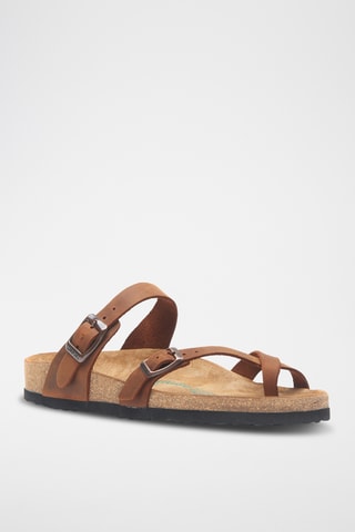 Sandalias de piel Nadja - Marrón - Diseño ancho