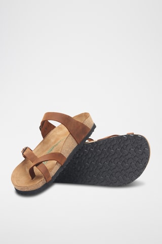 Sandalias de piel Nadja - Marrón - Diseño ancho