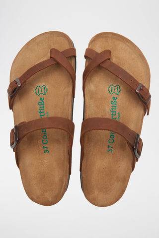 Sandalias de piel Nadja - Marrón - Diseño ancho