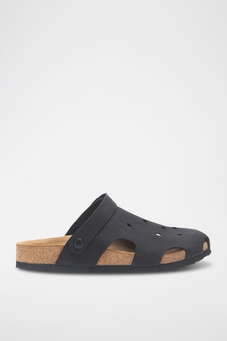 Zuecos de nobuk Tata - Negro - Diseño ancho