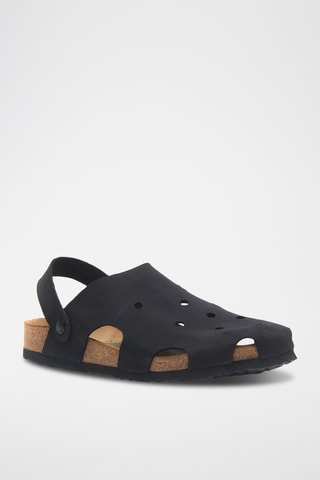 Zuecos de nobuk Tata - Negro - Diseño ancho