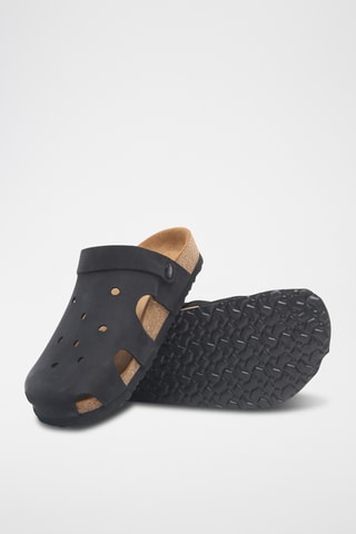 Zuecos de nobuk Tata - Negro - Diseño ancho