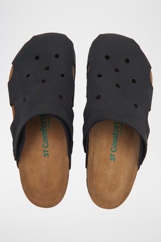Zuecos de nobuk Tata - Negro - Diseño ancho