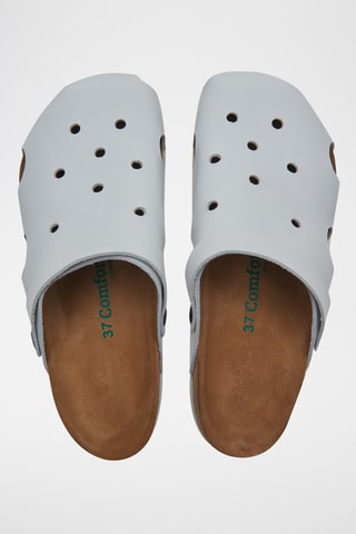 Zuecos de piel Tata - Blanco - Diseño ancho