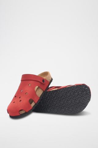 Zuecos de nobuk Tata - Rojo - Diseño ancho