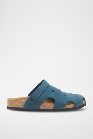 Zuecos de nobuk Tata - Azul marino - Diseño ancho