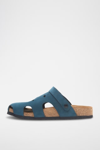 Zuecos de nobuk Tata - Azul marino - Diseño ancho