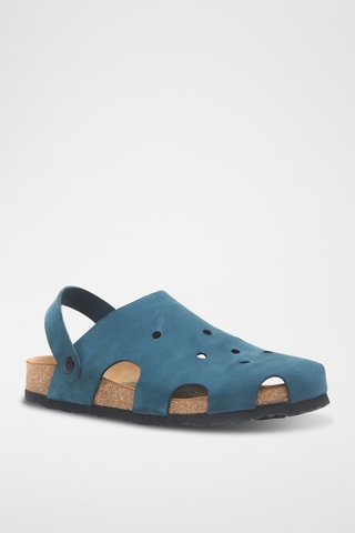 Zuecos de nobuk Tata - Azul marino - Diseño ancho