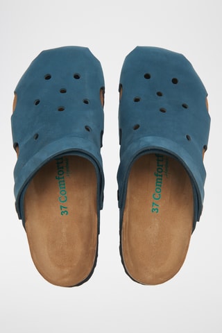Zuecos de nobuk Tata - Azul marino - Diseño ancho