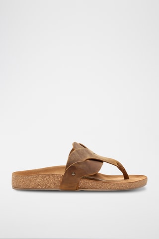 Sandalias de piel Silvia - Marrón claro - Diseño ancho