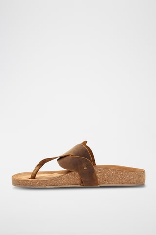 Sandalias de piel Silvia - Marrón claro - Diseño ancho