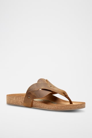 Sandalias de piel Silvia - Marrón claro - Diseño ancho