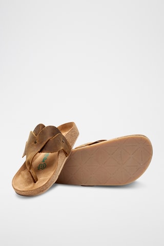 Sandalias de piel Silvia - Marrón claro - Diseño ancho