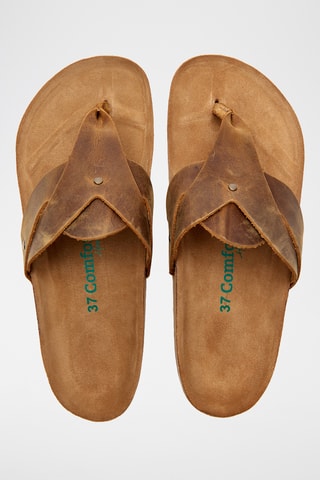 Sandalias de piel Silvia - Marrón claro - Diseño ancho