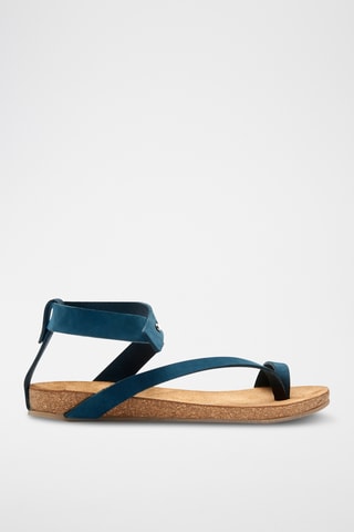 Sandalias de nobuk Sara - Azul marino - Diseño estrecho