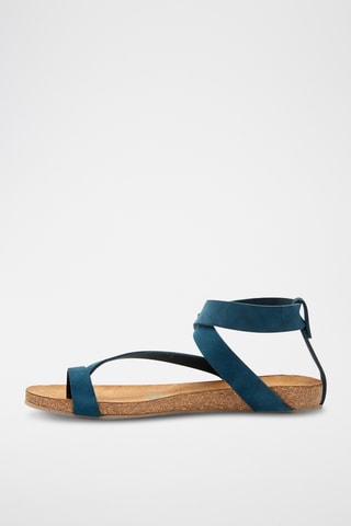 Sandalias de nobuk Sara - Azul marino - Diseño estrecho