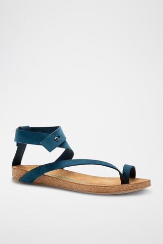 Sandalias de nobuk Sara - Azul marino - Diseño estrecho