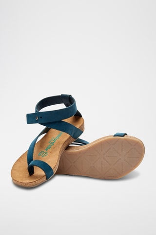 Sandalias de nobuk Sara - Azul marino - Diseño estrecho