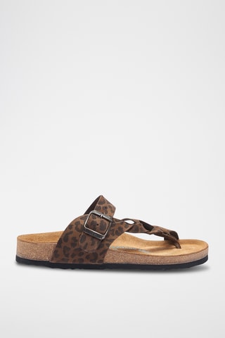 Sandalias de nobuk Gisel - Beige - Diseño ancho