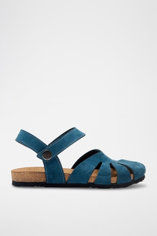 Sandalias de nobuk Evelyn - Azul marino - Diseño estrecho