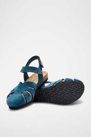 Sandalias de nobuk Evelyn - Azul marino - Diseño estrecho