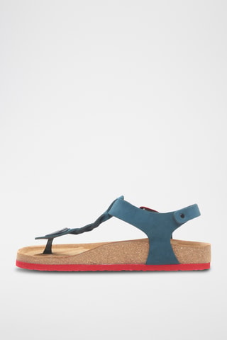 Sandalias de nobuk Grizeln - Azul marino y rojo - Diseño ancho
