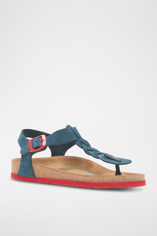 Sandalias de nobuk Grizeln - Azul marino y rojo - Diseño ancho