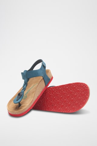 Sandalias de nobuk Grizeln - Azul marino y rojo - Diseño ancho
