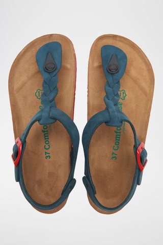 Sandalias de nobuk Grizeln - Azul marino y rojo - Diseño ancho