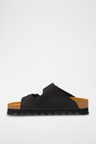 Sandalias de nobuk Troy - Negro - Diseño ancho