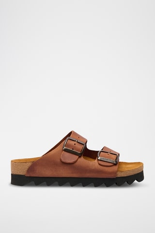 Sandalias de piel Troy - Marrón - Diseño ancho