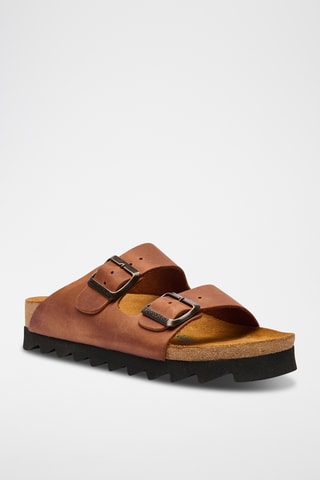 Sandalias de piel Troy - Marrón - Diseño ancho