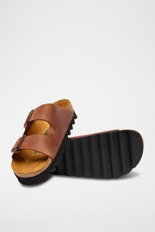Sandalias de piel Troy - Marrón - Diseño ancho