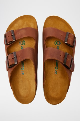 Sandalias de piel Troy - Marrón - Diseño ancho